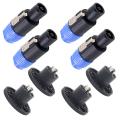8 Pack Audio Speaker Plug Kit, 4 Pole Speaker Plug Twist Lock Compatible with Jack Twist Lock Round Perfect for Neutrik Speakon. 
