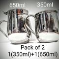 High quality Mug/Stainless steel Juice Mug/Milk/shake Mug Size(pack of 2(350ml+650ml)) With and without lid. 