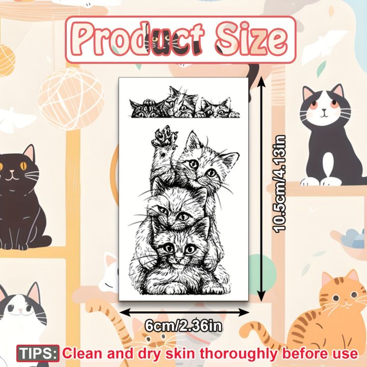 24%20Sheets%20Cute%20Cartoon%20Cat%20Temporary%20Tattoos%20Watercolor%20Cat%20Design%20Tattoo%20Sticker%20For%20Woman%20Kids%20Waterproof%20Face%20Hand%20Fake%20Tatto%20-%20Image%206