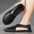 Genuine Leather Men's Sandals Beach Shoes Slippers High Quality Non-slip Men Casual Breathable Summer Footwear Mens Outdoor Shoe. 