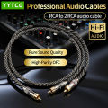 YYTCG HIFI rca to 2rca audio cable 6N OFC Subwoofer Y Cable RCA 1 Male to 2 Male Audio cable for Speaker,DVD, TV, Amplifier. 
