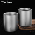 Tiartisan 380ml Titanium Handless Coffee Mug Double-walled Anti-scald Water Tea Cup For Outdoor camping picnics. 