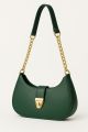Trendy Faux Leather Crescent Bag – Gold Chain & Turn-Lock. 