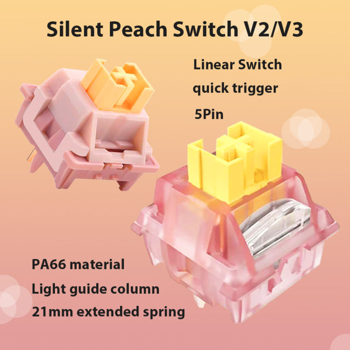 Mechanical Keyboard V2 Switch Lubed Honey Peach V3 Switches Mechanical Keyboard Linear Tactile 5Pin Paragraph Axis Hot Swap DIY