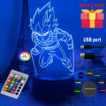 nime Goku Vegeta Dragon Ball Z Super Saiyan 3D Lamp LED Night Light Goku Jiren Broly Table Lamp Gift 7/16 Colors USB charging. 
