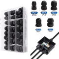 25pcs Waterproof Cable Gland Nylon Joints Plastic Black Cable Glands Connector Cable Joint Combination PG7 PG9 PG11 PG13.5 PG16. 