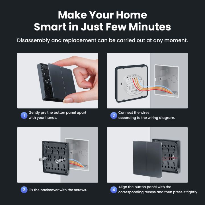 GIRIER%20Tuya%20Smart%20ZigBee%20Wall%20Switch%20WiFi%20Smart%20Button%20Light%20Switch%201/2/3/4%20Gang%20No%20Capacitor%20Needed%20Works%20with%20Alexa%20Hey%20Google%20lightify%20-%20Image%204