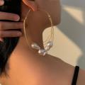Imitation Pearl Big Hoop Earrings for Women Layered Large Circle Earrings 2020 Fashion Jewelry Trendy Wedding Earing Korean Girl. 
