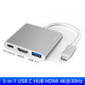 3 IN 1 USB C HUB TYPE-C to HDMI Adapter TYPE C Extension Cable USB 3.0 Converter HDMI-compatible Adapter for PC Laptop Macbook. 