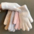 Student Girl Fashion Winter Mink Velvet Five Finger Gloves Plush Warm Cold-proof Gloves Women Outdoors Cycling Solid Color Mitte.