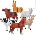 Realistic Farm Animal Toy Collection - Soft Plush Zoo Set with Cow & Goat - Perfect For Imaginative Play & Education - Durable Rubber Animal Set. 