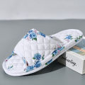 Women Home Slippers Soft Cotton Floral Floor Shoes Antislip Bedroom Slippers Lightweight Couple Slippers Fashion Women Shoes. 