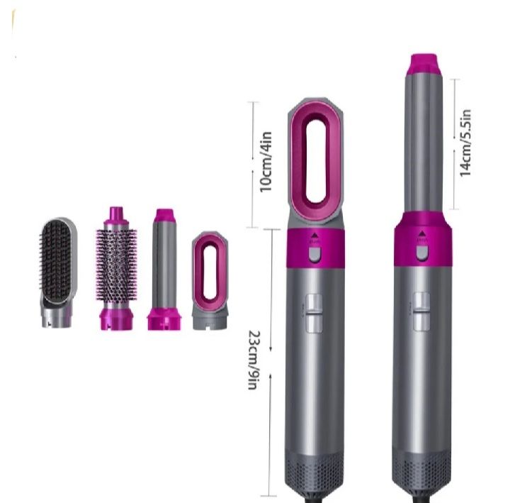5 in 1 Hair Dryer & Hot Air Brush Styler for Volumizing, Curling, Straightening – Fast Drying with Anti-Frizz Negative Ion Technology