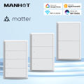 Matter WiFi Smart Push Button Switch 1-4 Gang US No Neutral Wire Homekit Siri Voice Control Work with Tuya Alexa  Home. 