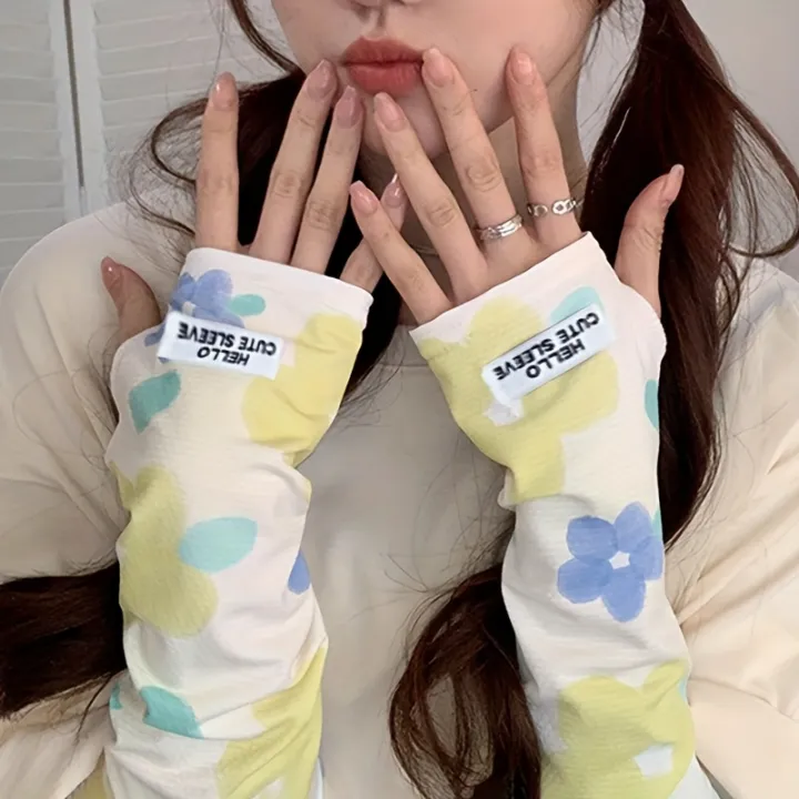 1/4Pairs%20Women%20Ice%20Silk%20Sleeves%20Breathable%20Loose%20Fit%20Sun-Proof%20Cooling%20Travel%20Arm%20Covers%20Summer%20Flower%20Outdoor%20Sport%20Sleeves%20-%20Image%205