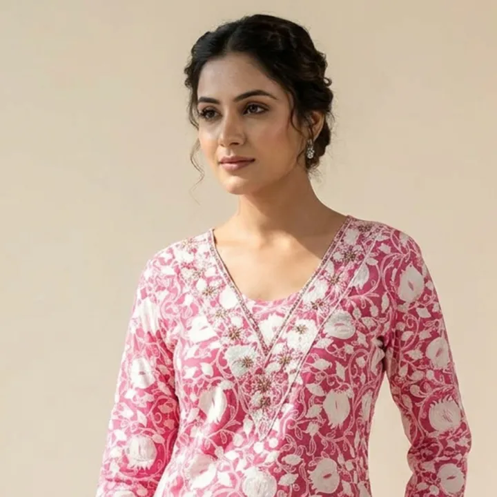 Kurti%20Set%203%20Pcs%20Women's%20Fashion%20Top%20Bottom%20And%20Dupatta%20Indian%20Ethnic%20Wear%20Clothing%20-%20Image%203