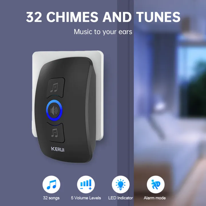 KERUI%20Wireless%20Doorbell%20Waterproof%20OutDoor%20Smart%20Home%20Door%20Bell%20Welcome%20Melodies%20Chimes%20LED%20Flash%20Security%20Adjustable%20Volume%20-%20Image%202