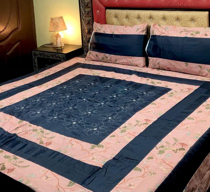 Embroidered Patch Work King Size BedSheet - High Quality - Cotton Double Bedsheet Embroided