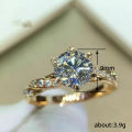 Huitan Classic 6 Claw Cubic Zirconia Rings for Women Luxury Gold Color Wedding Engagement Bands Eternity Lady Jewelry Wholesale.