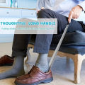 1pc 16.5-inch Stainless Steel Pair Shoehorn With A Black Handle Makes It Easy To Wear Shoes Without Bending Over.