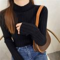 Autumn Winter Knitwear Tops Fashion Female Long Sleeve Skinny Elastic Casual Knitted Shirts Women Mock neck Pullover Sweaters. 