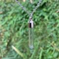 Stainless Steel Glass Cremation Cylinder Tube Urn Pendant Memorial Necklace Ashes Holder Keepsake Cremation Jewelry. 