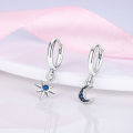 925 Silver Hoop Earring For Woman Pendientes Moon Sun Original Earrings Fashion Jewelry.