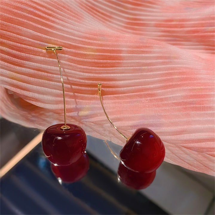 Cute%20Cherry%20Fruit%20Acrylic%20Earrings%20Fashionable%20Resin%20Cherry%20Earrings%20For%20Women%20%20Jewelry%20Trendy%20Accessories%20-%20Image%202