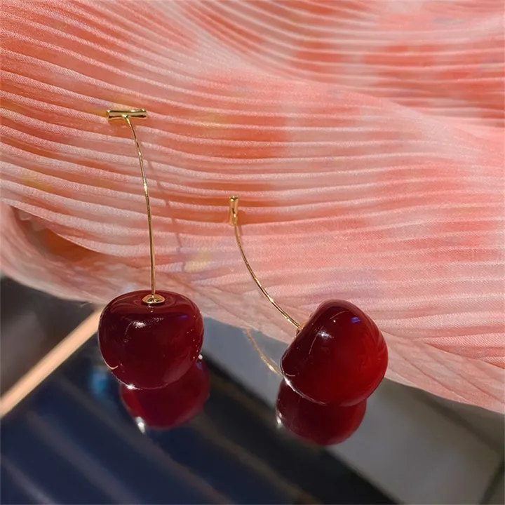 Cute%20Cherry%20Fruit%20Acrylic%20Earrings%20Fashionable%20Resin%20Cherry%20Earrings%20For%20Women%20%20Jewelry%20Trendy%20Accessories%20-%20Image%202