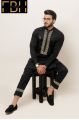 Black Versace Embroidered Kurta Pajama New style Eid Collection For Men's. 
