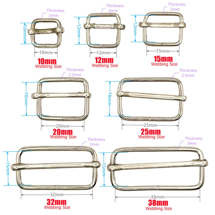 10%20Pcs/Pack%20Wire%20Formed%20Metal%20D-Ring%20Rectangle%20Loops%20Tri-Glide%20Slider%20Adjuster%20Non-Welded%20Belt%20Strap%20Buckle%20-%20Image%203