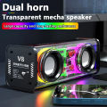 V8 Transparent RGB Light Bluetooth 5.0 Portable Wireless Speaker. 