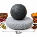 12 Inch Natural River Stone Masala Grinding Stone Set | Traditional Stone Grinder for Spices, Herbs & Chutney | Heavy Duty Flat Grinding Stone with Round Hand Grinder | Kitchen Masala Peesne Ka Pathar. 