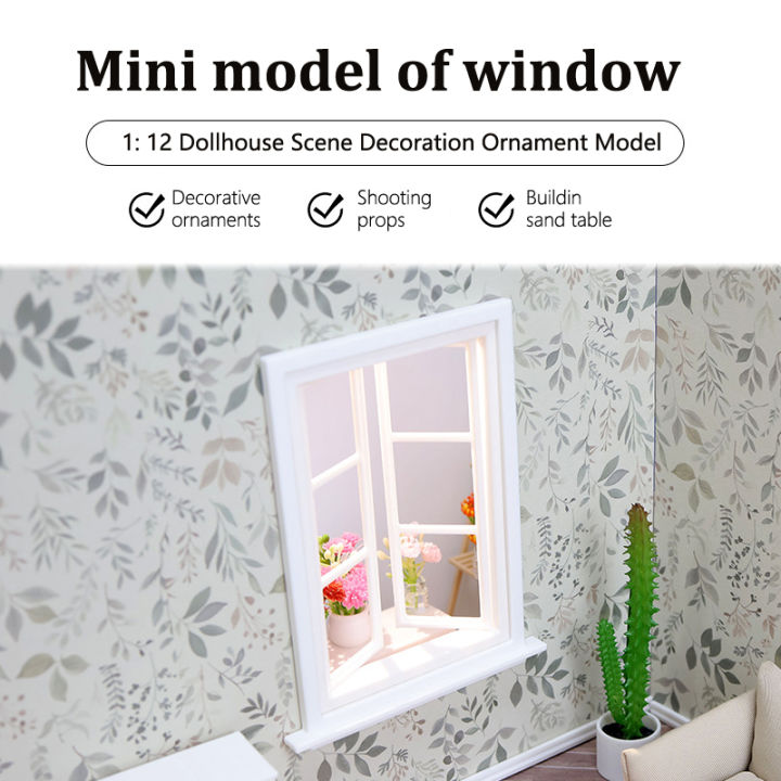 1/12%20Dollhouse%20Wooden%20Window%20Frame%20Model%20Dollhouse%20Mini%20Furniture%20Decoration%20Toy%20Dolls%20House%20Micro%20Scene%20Construction%20Props%20-%20Image%202