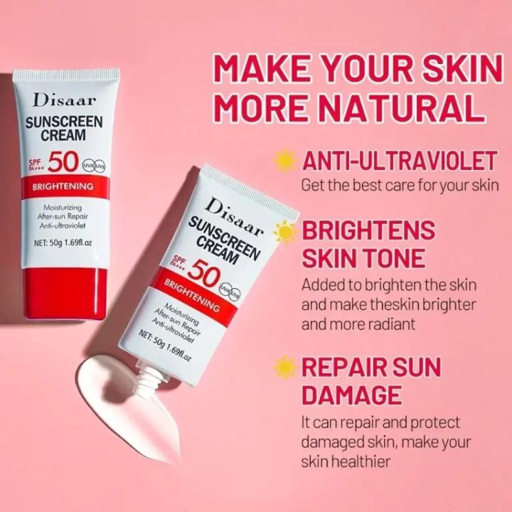 DISAAR%2050+%20MOISTURIZING%20SUNSCREEN%0A%0AWith%20Kojic%20Acid,%20Ceramide%20&%20Vitamin%20E%20Brightening%20And%20Moisturizing%20UVA/UVB%20Sunscreen-%2050g%20-%20Image%207
