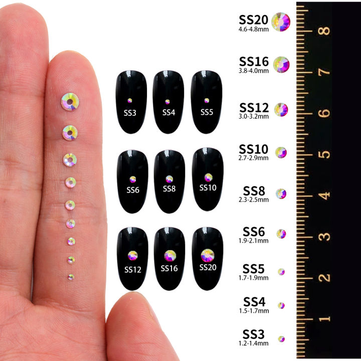 1440Pcs%20Mix%20Size%20Glass%20Flatback%20Rhinestone%20Glitter%20Crystal%20AB%20Round%20Diamond%20Non%20Hotfix%20Glue%20On%20Stone%20for%20DIY%20Nail%20Art%20Decoration%20-%20Image%207