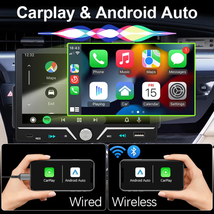 PHONEPACE%20Car%20Radio%201%20Din%20Wireless%20Android%20Auto%20Carplay%20MP5%20Stereo%207"%20IPS%20Screen%20Bluetooth%20Mirror%20Link%20Type-C%20Charging%20Universal%20-%20Image%203