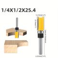 1/3/4PCS 1/4" Shank Flush Trim Router Bit Set - Double-Edge Bearing Cutter for Extended Length Woodworking. 