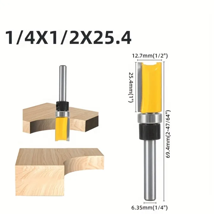1/3/4PCS%201/4"%20Shank%20Flush%20Trim%20Router%20Bit%20Set%20-%20Double-Edge%20Bearing%20Cutter%20for%20Extended%20Length%20Woodworking%20-%20Image%207