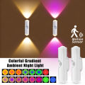 Smart RGB Gradient Wall Light Motion Sensor Magnetic Rechargeable Wall Sunset Lamp for Bedroom Closet Garden Room Decoration. 
