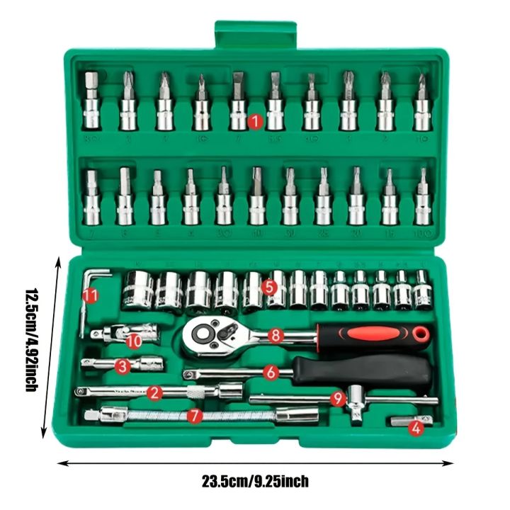 46pc%20Drive%20Socket%20Set%201/4%20inch%20Ratchet%20Wrench%20Set%20Mechanic%20Tool%20Kits%20for%20Auto%20Repair%20Hous%20with%20Sockets%20Metric%20Hex%20Bit%20Socket%20Set%20-%20Image%206