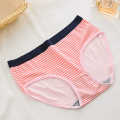 5-Piece Striped Printed Women's  Triangle Pants, Mid Waist Elastic Breathable Underwear, Thin Women's Summer Underwear. 
