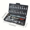 46-Piece Professional Auto Repair Tool Set - Portable Ratchet Wrench Kit with Storage Case.