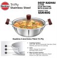 Hawkins SSK40G Tri-Ply Stainless Steel Induction Compatible Deep Kadhai -28cm / 3mm Thick. 