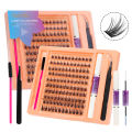 DIY Lash Extensions Kit Mink Lashes Cluster 180Pcs Cluster with LashBond and Seal and LashApplicator and Eyelash Brush. 