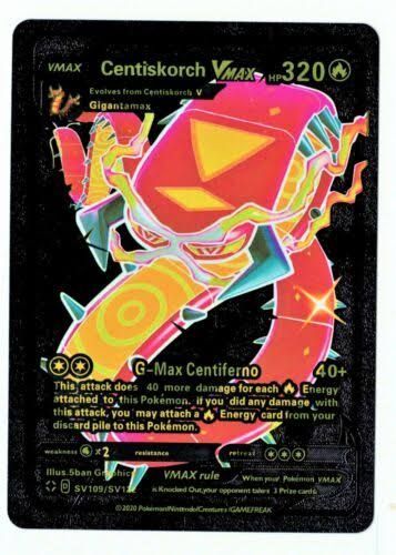 Pokemon Centiskorch VMAX - G-Max Black 320 HP Foil Fan Art Card 109/SV122