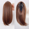 Synthetic 38cm Short Straight Ponytail Clip-on Wigs for Women Natural Fluffy Slightly Warped Fake Pony Tail Hair Extensions. 