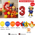 47pcs Fireman Sam Firefighter Theme Balloon Column Set Red Number 32inch Kids Boys Fireman Party Decoration Supplies Baby Shower. 