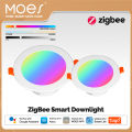 MOES Tuya ZigBee Smart LED Downlight RGB Color Dimming Round Spotlight Lamp 9W 12W Works with Alexa  Home lightify. 