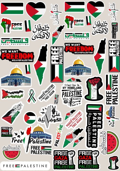50 pc Palestinian stickers cut hq shiny glossy digital stickers Palestine flag peace support Palestine peace